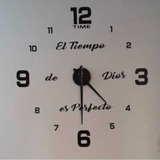 Reloj De Pared 3d Con Frase En Vinilo Grande 100x100cm
