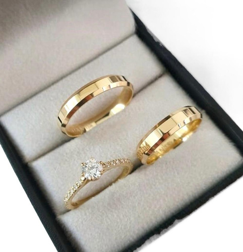 Par De Alianças Banhada A Ouro 24k Casamento Nf E Garantia