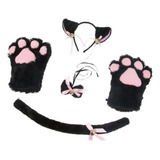 Set De Accesorios De Cosplay Gato Felpa Guantes Gatito Oreja