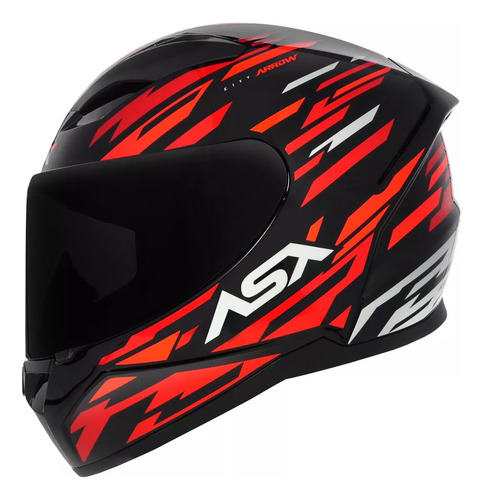 Capacete Moto Asx City Arrow Preto Vermelho + Viseira