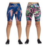 Kit 2 Bermudas Roupa Modeladora P Ao G3 Estampada Cós Alto