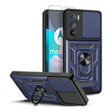 Funda Para Motorola Edge 30 Con Protector De Pantalla Azul