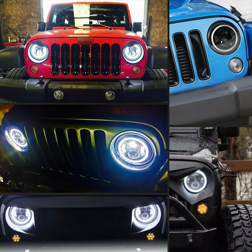 Opticas Faros Cree Led Ojo De Angel 7pulgad Jeep Ford Chevy Foto 5