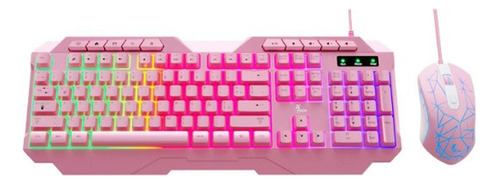 Kit Teclado Y Mouse Xtech Xtk-540s Usb Qwerty Español Rosa