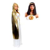Disfraz Egipcio Cleopatra Diosa Griega Capa Peluca Cotillon