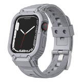 Pulseira P/ Apple Watch 44mm Esportiva Case Anti Shock Cinza