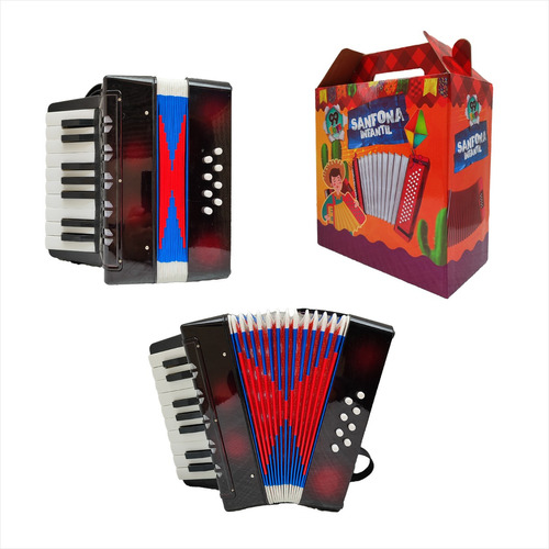 Brinquedo Sanfona Acordeon Infantil 17 Teclas 8 Baixos 