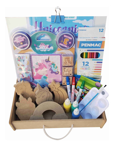 Caja Atril Valija Unicornio Con Pizarra Blanca  Set Arte