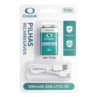 Bateria 9v Recarregável 500mah Onistek Tipo-c Para Multímetro, Microfone E Alarmes | MercadoLivre