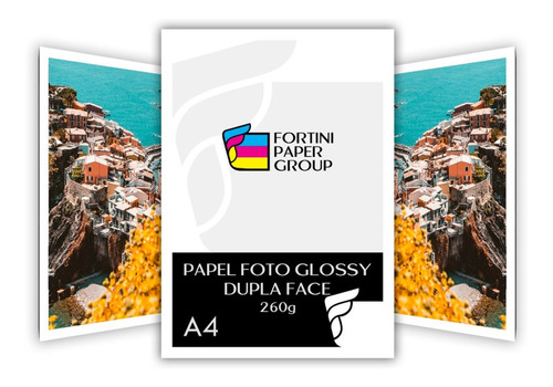 500 Folhas Papel Fotográfico Glossy Dupla Face 260g A4