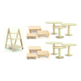 Kit Festa Provençal Torneado Banquinho Escadinha Mdf Cru 