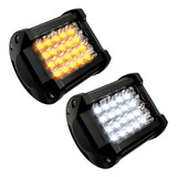 Par De Faros De Led 24 Leds Dual Fijo Y Estrobo Blanco-ambar