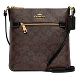 Bolsa Crossbody Coach Heart Ce871 Diseño Monograma De Cuero Crossgrain  Marrón Oscuro Con Correa De Hombro Marrón Oscuro Asas Color Negro Y Herrajes Dorado