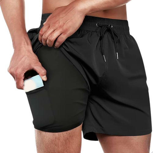 Short Duplo 2 Em 1 Academia Corrida Treino Masculina Verao