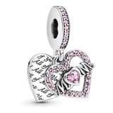 Dije Charm Pandora Corazón Te Amo Mamá Madre Plata Original