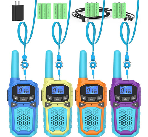 Walkie Talkies For Kids 4 Pack, Rechargeable Walkie Talky...