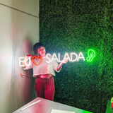 Luminária Painel Letreiro Neon Led Eu Amo Salada 