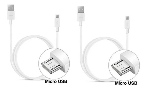 2 Cables De Carga Transferencia De Datos Micro Usb V8 3 Mts