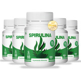  Kit 5 Frascos Spirulina Legítima 500mg 60cáps Imunidade   