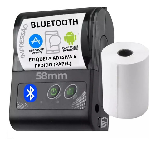 Mini Impressora Portátil Bluetooth Térmica Celular 58mm