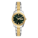 Reloj Mujer Fossil Es5240 Scarlette Color De La Correa Dorado Color Del Bisel Plateado Color Del Fondo Verde
