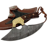 Cuchillo Ulu De Acero De Damasco - Cuchillo De Hoja Fija Pa