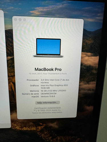 Mac Book Pro 13 I 7 16 Gb Ssd 1  T