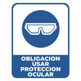 Cartel Linea Obligación Usar Protección Ocular 22x28 Cm