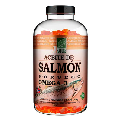 Bote Aceite De Salmon Noruego Omega 3 All Nature 320 Cápsulas Sin Sabor | MercadoLibre