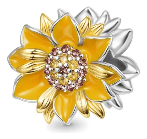 Dije Charm Pandora Girasol Brillante Flor En Plata Original