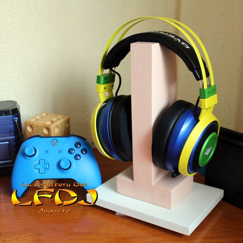 Soporte Base Para Audifonos Gamer Headset Madera Metal Lfdj