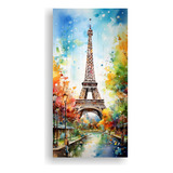30x60cm Cuadro Estilo Acuarela De La Torre Eiffel Viva