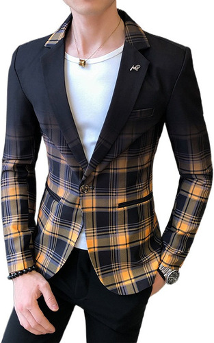 Chamarra Trajes Chamarra Slim Fit De Hombre Estampado Moda