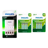 Carregador Philips 8 Pilhas Recarregáveis Aaa 1000 Palito