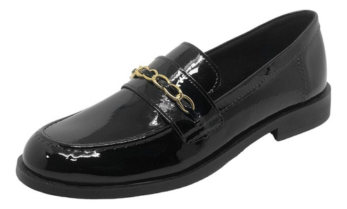 Sapato De Verniz Preto Conforto Sua Cia Mocassim Loafer Moda