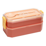 Lonchera Contenedor Comida Lunch Box 2 Niveles Sin Bpa 800ml Color Rosa