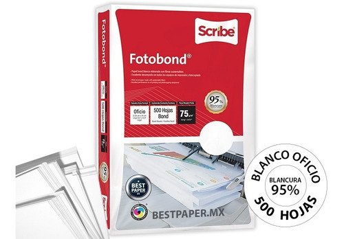 Papel Fotobond Blanco Oficio - Paquete Con 500 Hojas