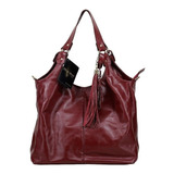 Bolsa Hobo Oliver Mour 1025 Design Liso De Couro  Marsala Com Alça De Ombro Vermelha Alças De Cor Vermelho E Ferragens Metal