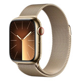 Apple Watch Series 9 Gps + Celular  Caja De Acero Inoxidable Color Oro De 45 Mm  Correa Estilo Milanés Color Oro - Distribuidor Autorizado