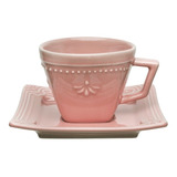 Xícaras De Cafezinho Rosa Porcelana Oxford Vintage 65ml 6 Un