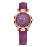 Reloj Morado Brillante Diamante Ilumina En La Oscuriadad 