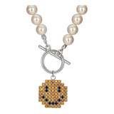 Collar Con Colgante Smiley Para Hombre, Collar De Perlas