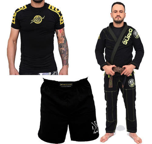 Kimono In The Guard Trançado + Bermuda + Rash Guards    Bjj