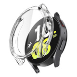 Capa Protetora Case De Acrilico Com Pelicula De Vidro Temperado Embutida Compativel Com Samsung Galaxy Watch 4 5 E 6 40mm R860 / R865 / R900 / R905 / R930 / R935- Cor Transparente