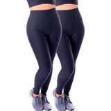 Kit 2 Calças Legging Feminina Cintura Alta 8cm Confortavel