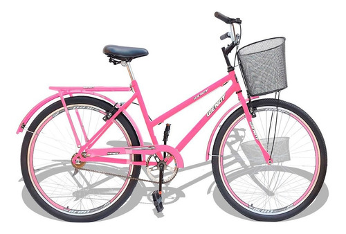 Bicicleta Aro 26 Wendy Modelo Poti  Com Cesta Rosa