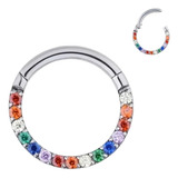 Clicker De Titanio 16g Argolla Septum Piercing Arcoíris