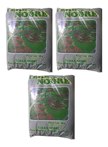 Terra Para Plantas Jardim Terra Nobre 5kg - Kit 3 Pacotes