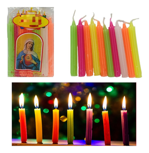 Velitas Navideñas Velas Colore Veladora Cera Velitas Packx10