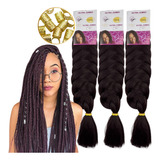 Kit 3 Jumbão Ultra Jumbo Cherey Kanekalon Box Braids + Anéis